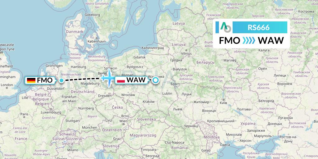 RS666 Air Seoul Flight Map: Munster to Warsaw