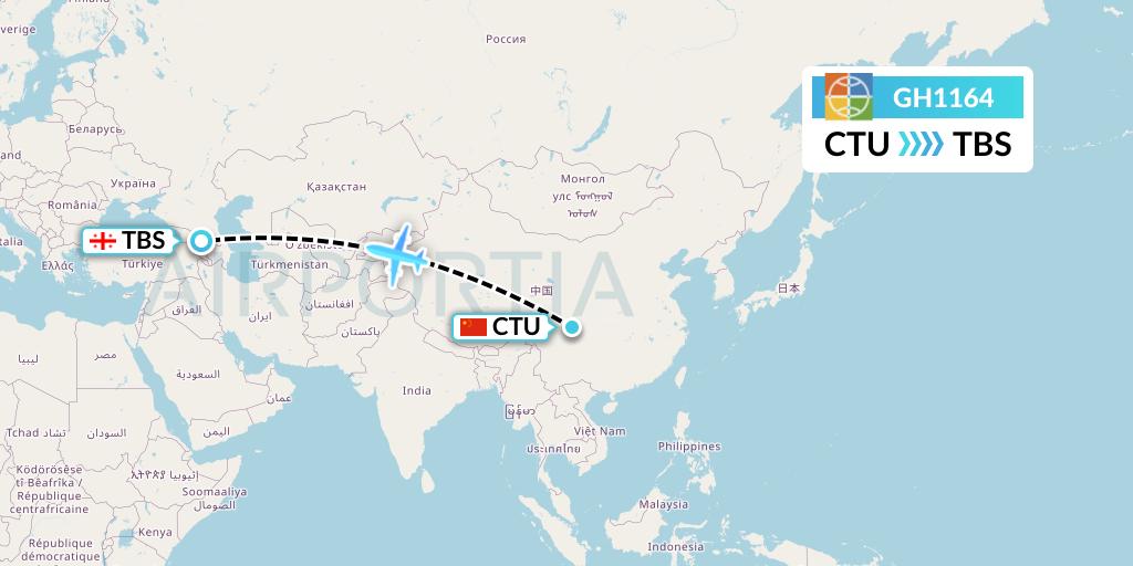 GH1164 Globus Flight Map: Chengdu to Tbilisi