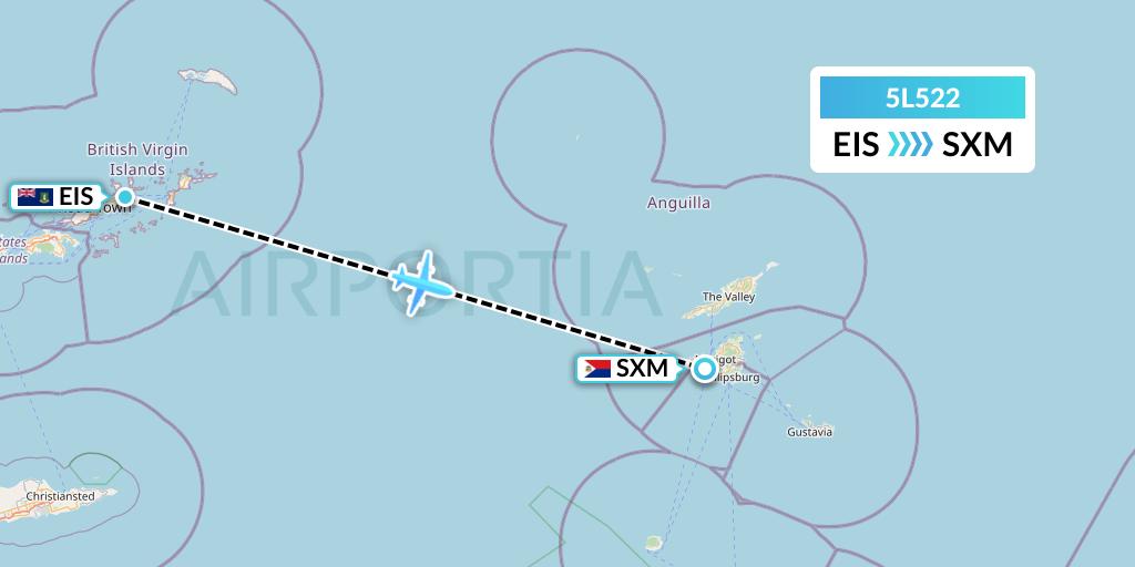 5L522 Fly Salone Airlines Limited Flight Map: Beef Island to Sint Maarten