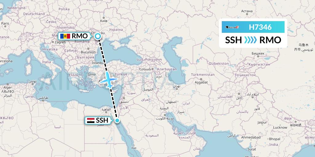 H7346 Eagle Air Flight Map: Sharm el-Sheikh to Chisinau