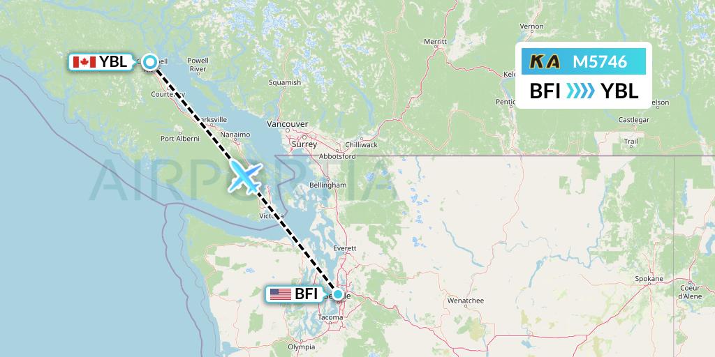 M5746 Kenmore Air Flight Map: Seattle to Campbell River