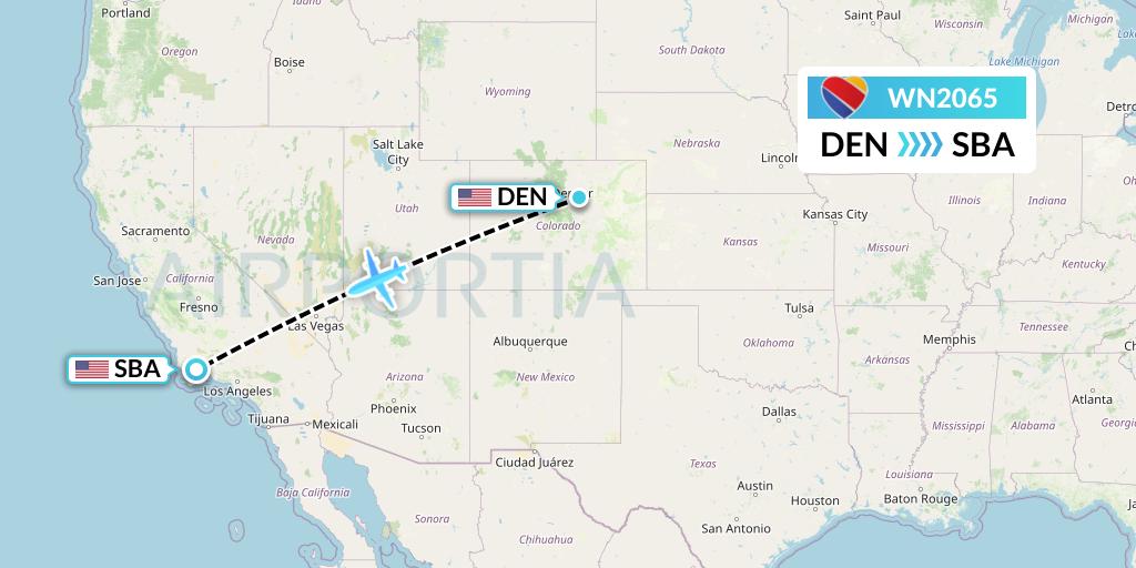 WN2065 Southwest Airlines Flight Map: Denver to Santa Barbara