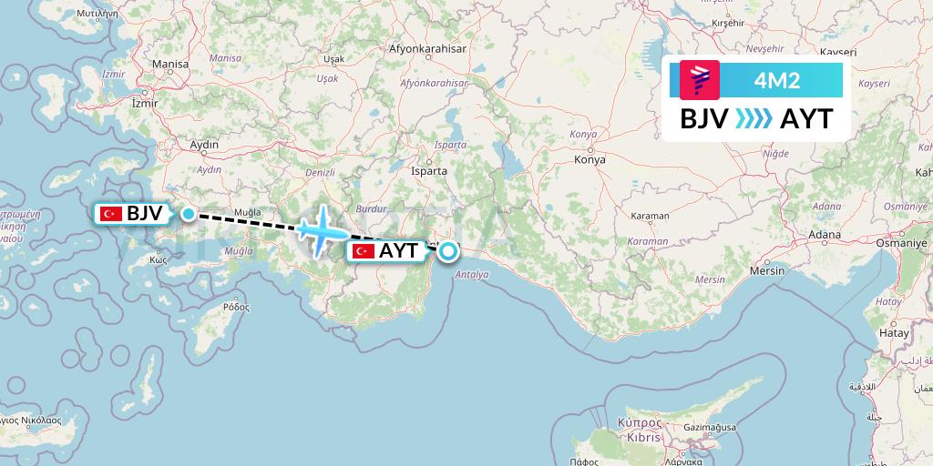 4M2 LATAM Airlines Argentina Flight Map: Bodrum to Antalya