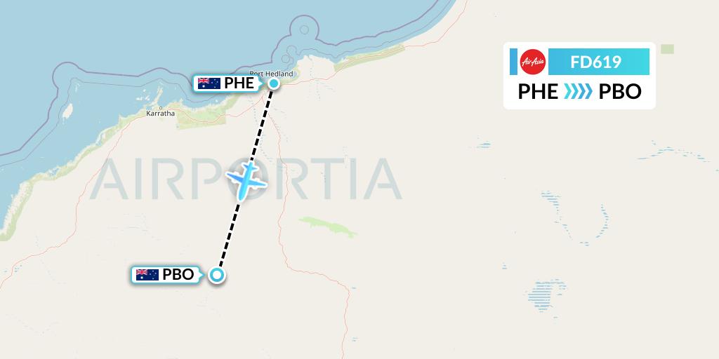 FD619 Thai AirAsia Flight Map: Port Hedland to Paraburdoo