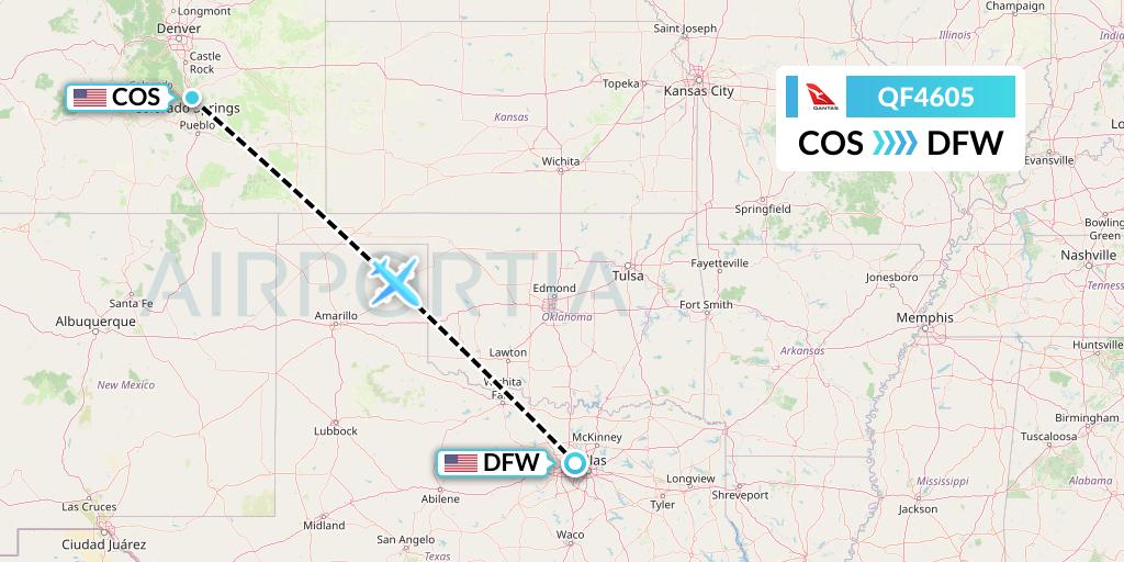 QF4605 Qantas Flight Map: Colorado Springs to Dallas