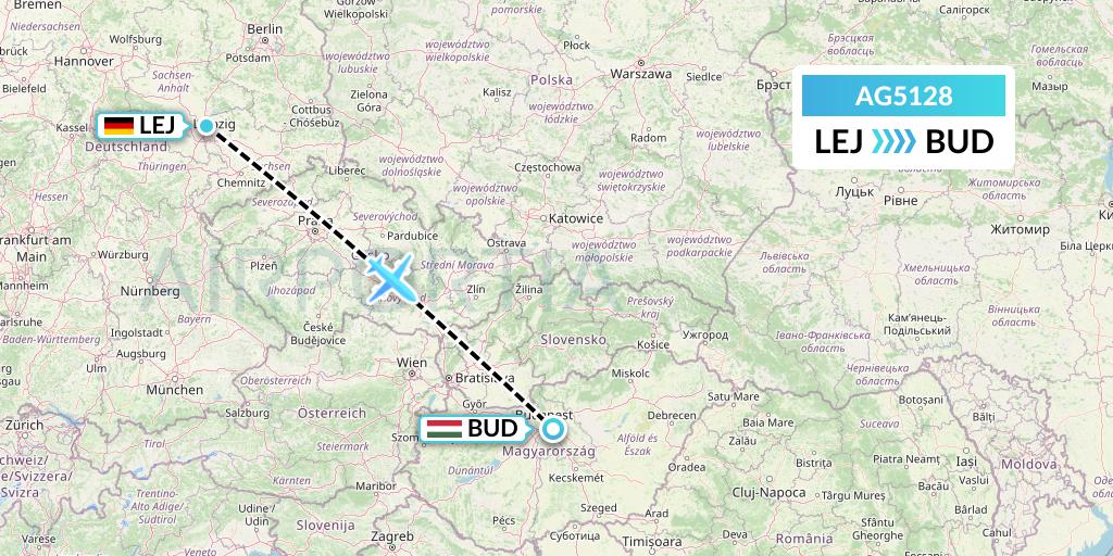 AG5128 Aruba Airlines Flight Map: Leipzig to Budapest