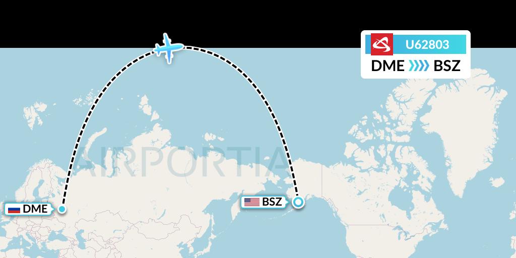 U62803 Ural Airlines Flight Map: Moscow to Egegik