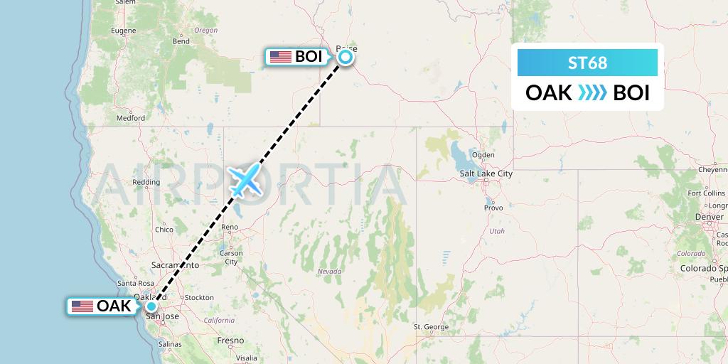 ST68 Air Thanlwin Flight Map: Oakland to Boise