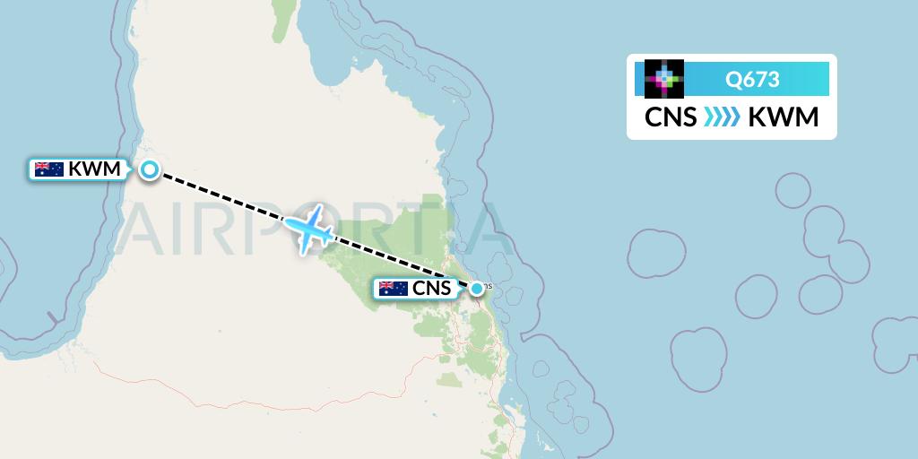 Q673 Volaris Costa Rica Flight Map: Cairns to Kowanyama