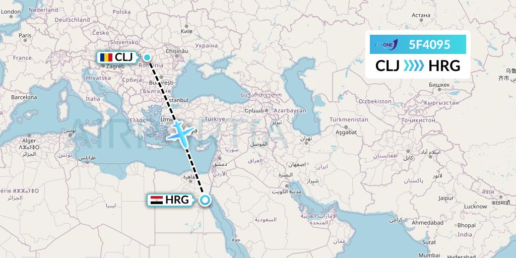 5F4095 Fly One Flight Map: Cluj-Napoca to Hurghada