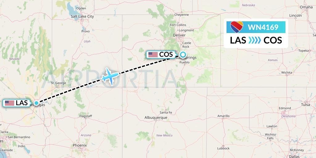 WN4169 Southwest Airlines Flight Map: Las Vegas to Colorado Springs