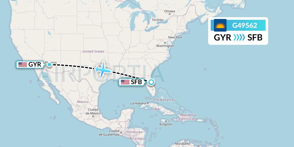 G49562 Allegiant Air Flight Map: Phoenix to Orlando