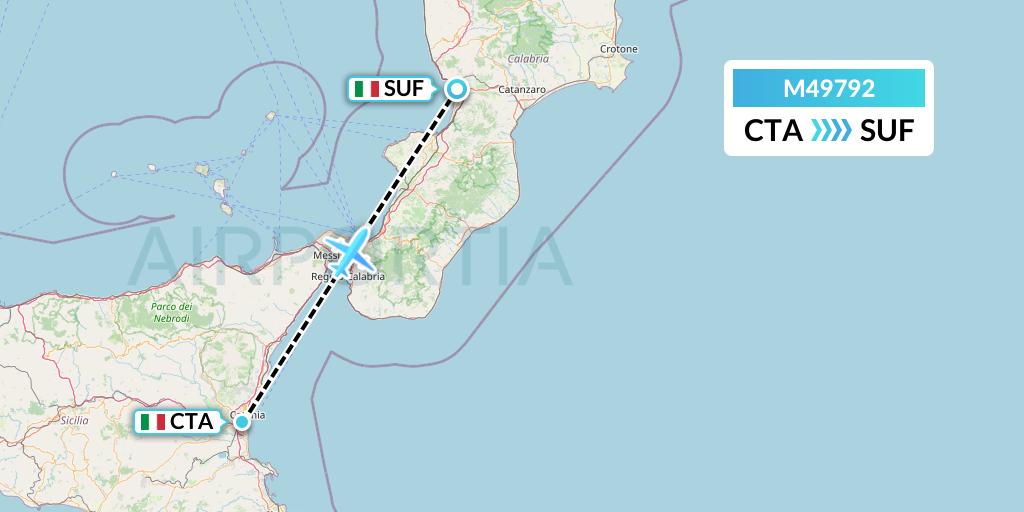 M49792 Mistral Air Flight Map: Catania to Lamezia Terme