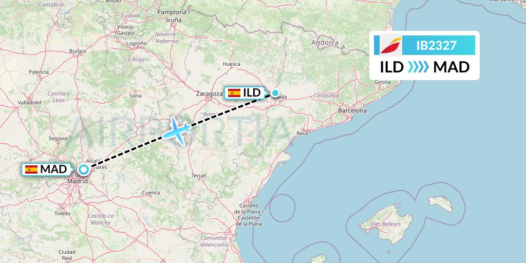 IB2327 Iberia Flight Map: Lleida to Madrid