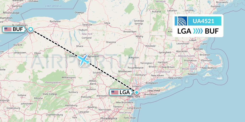 UA4521 United Airlines Flight Map: New York to Buffalo