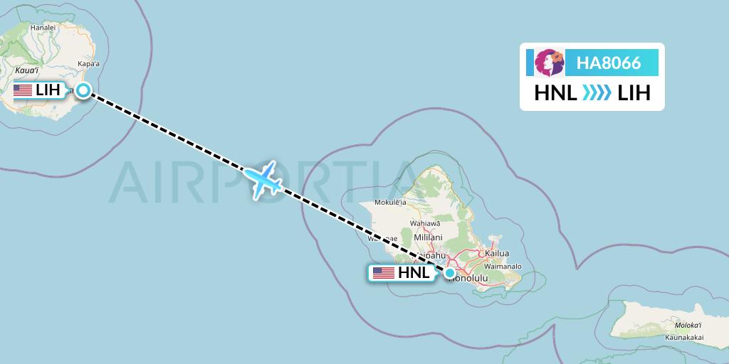 HA8066 Hawaiian Airlines Flight Map: Honolulu to Lihue