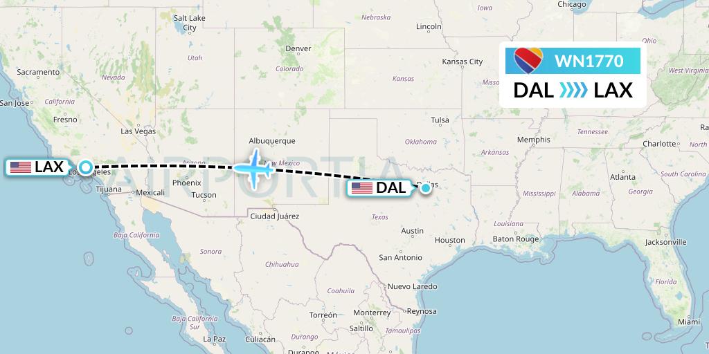 WN1770 Southwest Airlines Flight Map: Dallas to Los Angeles