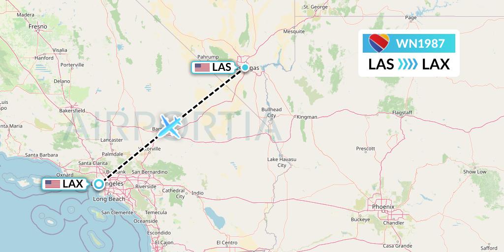 WN1987 Southwest Airlines Flight Map: Las Vegas to Los Angeles
