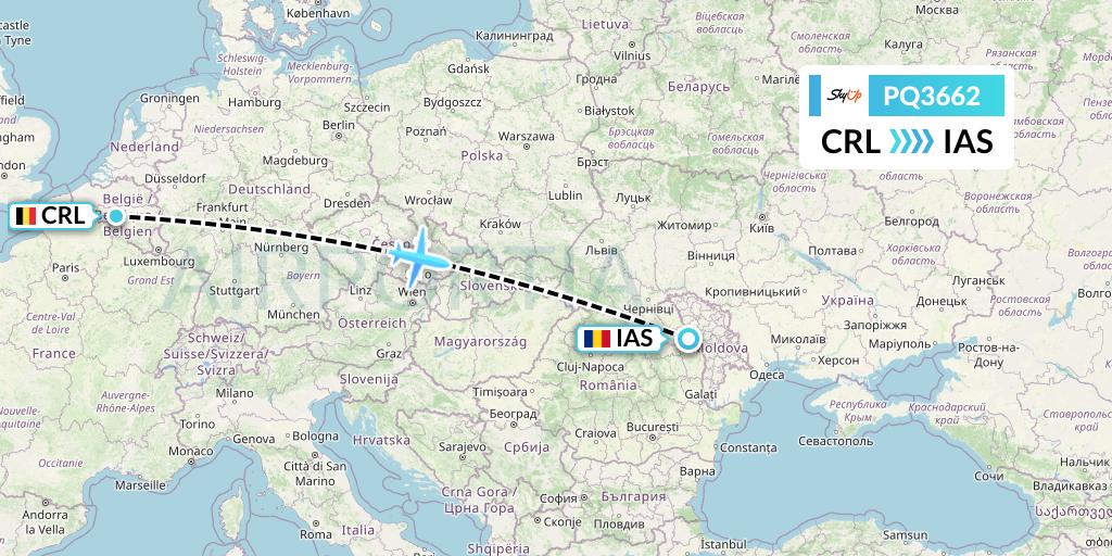 PQ3662 SkyUp Airlines Flight Map: Brussels to Iasi