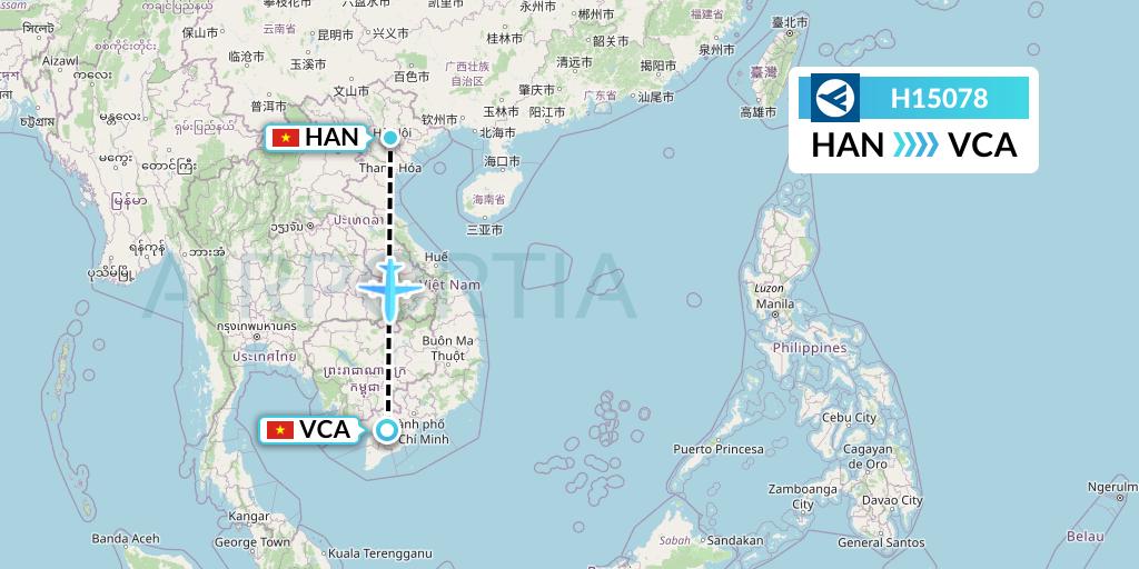 H15078 Hahn Air Systems Flight Map: Hanoi to Can Tho