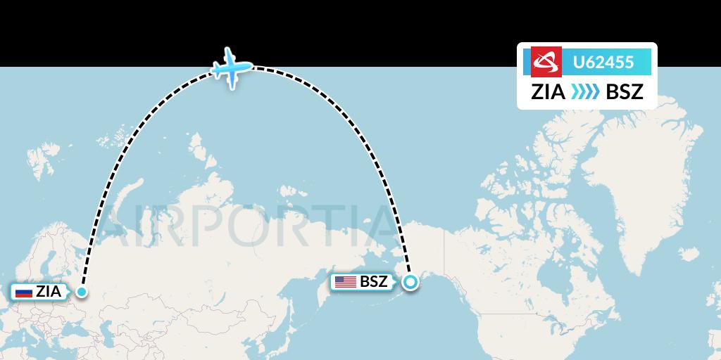 U62455 Ural Airlines Flight Map: Moscow to Egegik