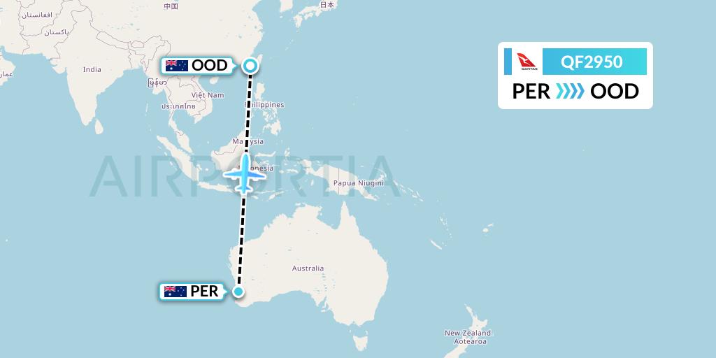 QF2950 Qantas Flight Map: Perth to Newman