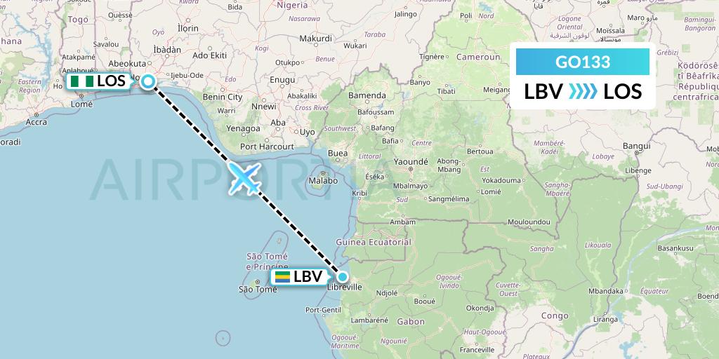 GO133 ULS Airlines Cargo Flight Map: Libreville to Lagos