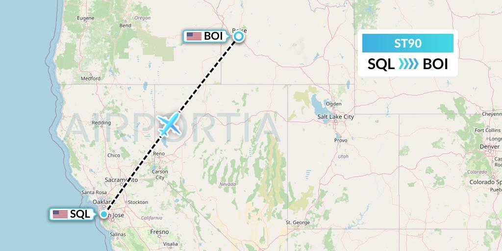 ST90 Air Thanlwin Flight Map: San Carlos to Boise