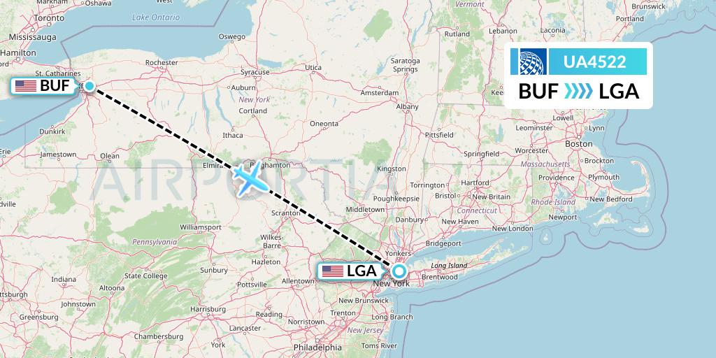 UA4522 United Airlines Flight Map: Buffalo to New York