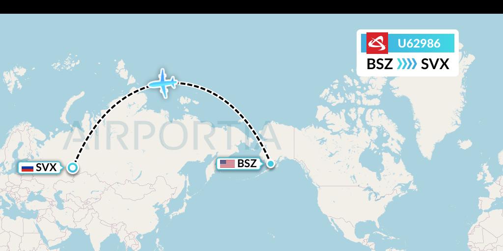 U62986 Ural Airlines Flight Map: Egegik to Yekaterinburg