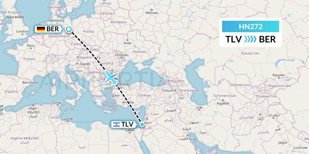 HN272 Uab Heston Airlines Jsc Heston Airl Flight Map: Tel Aviv to Berlin