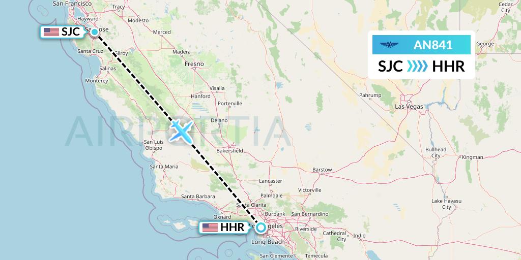 AN841 Advanced Air Flight Map: San Jose to Hawthorne