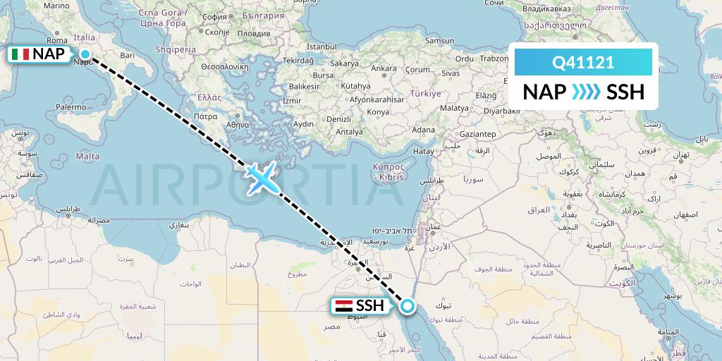 Q41121 Euroairlines Flight Map: Naples to Sharm el-Sheikh