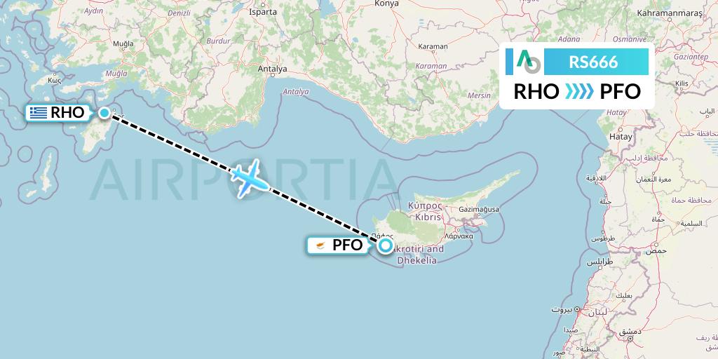 RS666 Air Seoul Flight Map: Rhodes to Pafos