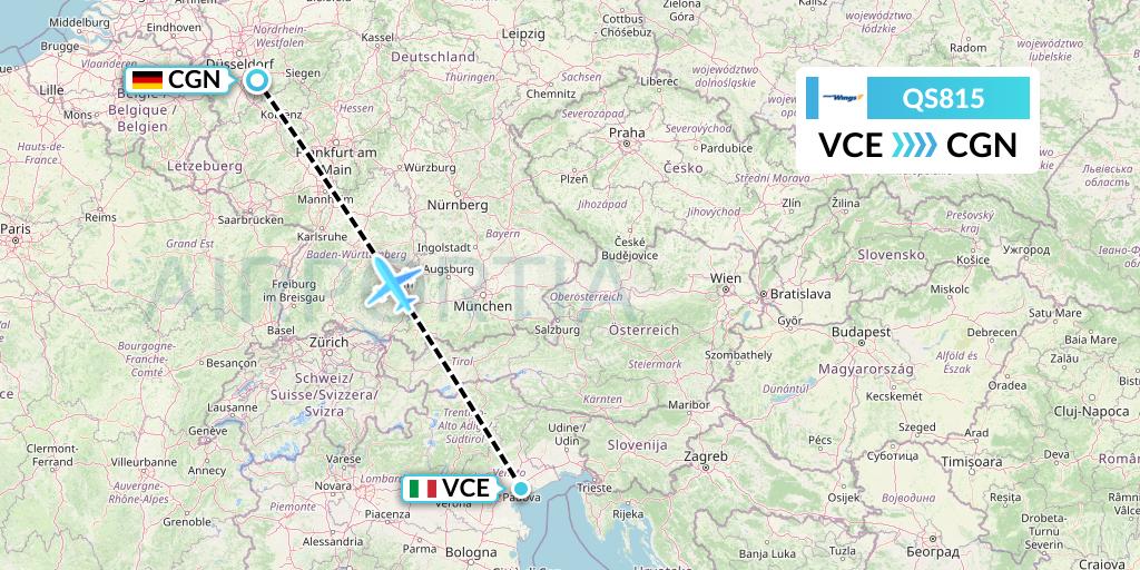 QS815 Smartwings Flight Map: Venice to Cologne