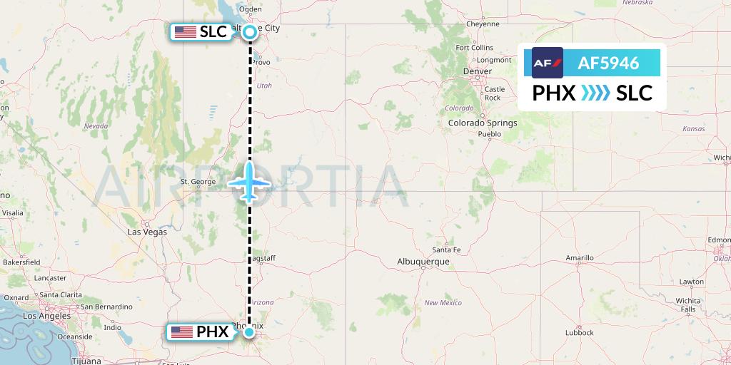 AF5946 Air France Flight Map: Phoenix to Salt Lake City
