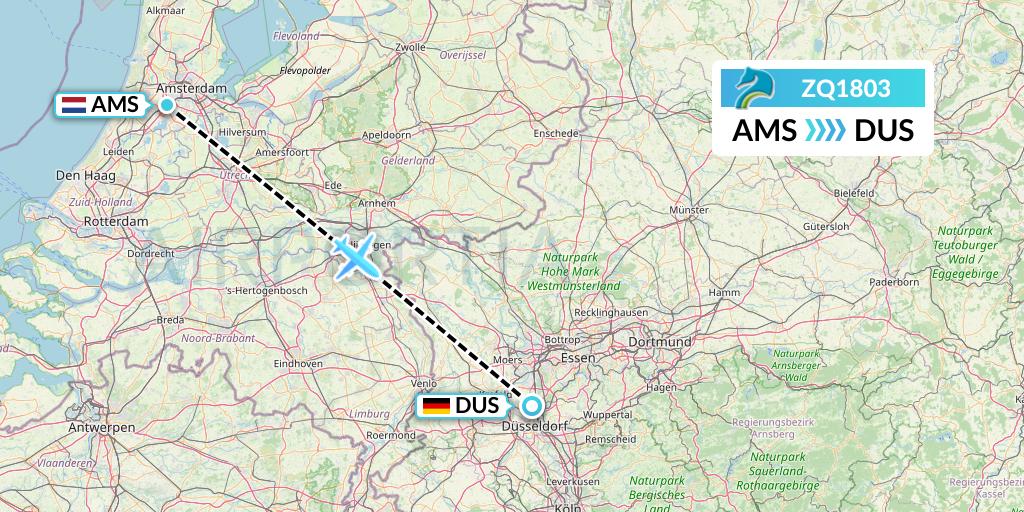 ZQ1803 Azman Air Flight Map: Amsterdam to Dusseldorf