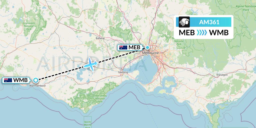 AM361 Aeromexico Flight Map: Essendon to Warrnambool