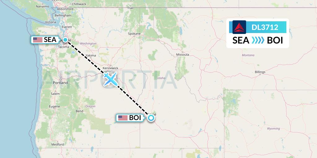 DL3712 Delta Air Lines Flight Map: Seattle to Boise