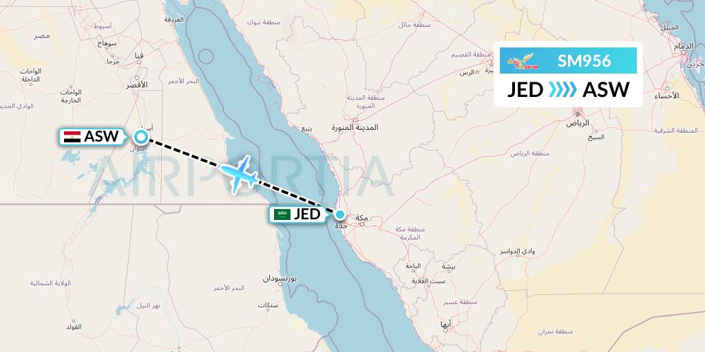 SM956 Air Cairo Flight Map: Jeddah to Aswan