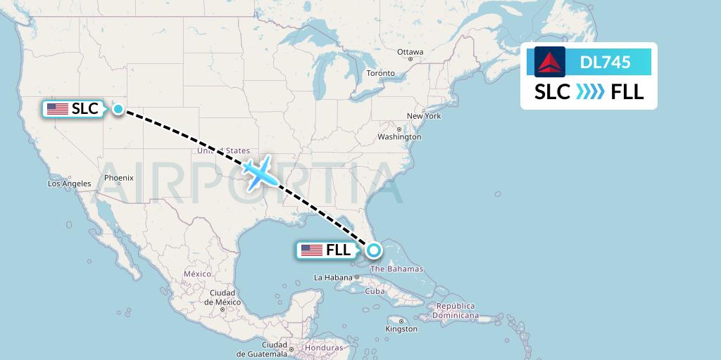 DL745 Delta Air Lines Flight Map: Salt Lake City to Fort Lauderdale