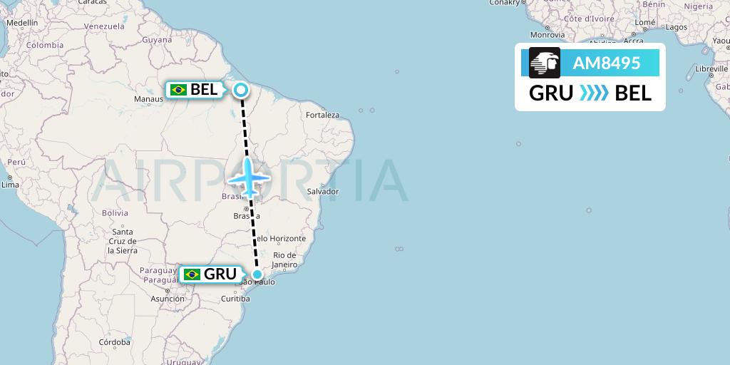 AM8495 Aeromexico Flight Map: Sao Paulo to Belem
