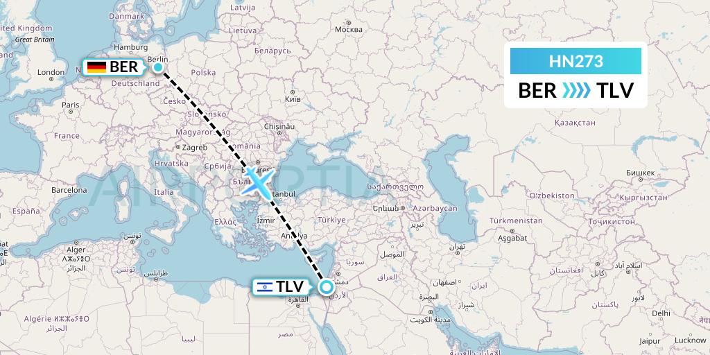 HN273 Uab Heston Airlines Jsc Heston Airl Flight Map: Berlin to Tel Aviv