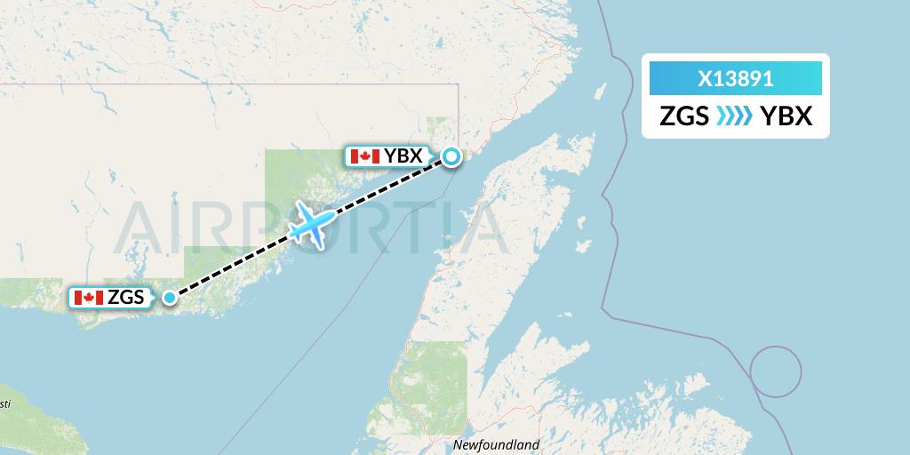 X13891 Nik Airways Flight Map: Gethsemani to Blanc-Sablon
