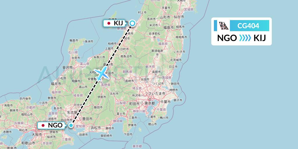 CG404 Airlines PNG Flight Map: Nagoya to Niigata