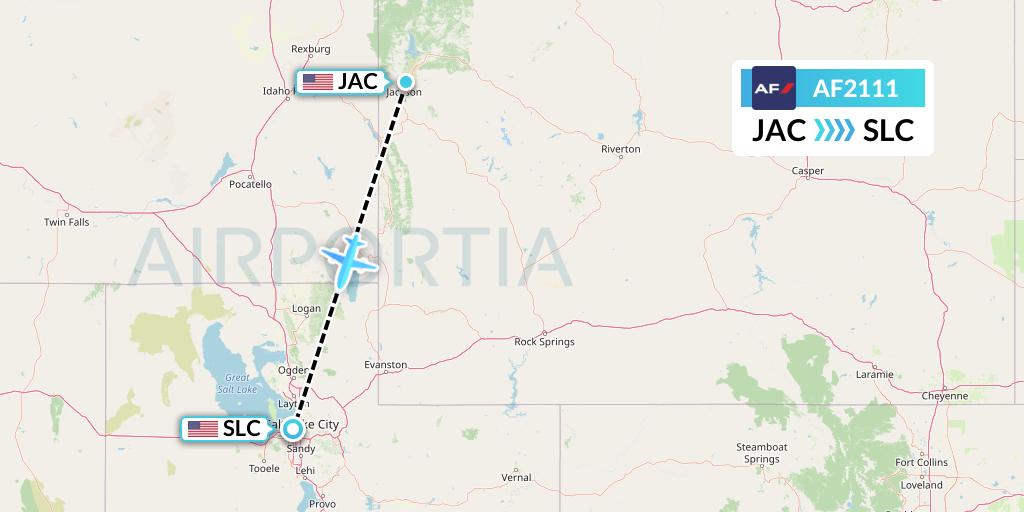 AF2111 Air France Flight Map: Jackson to Salt Lake City