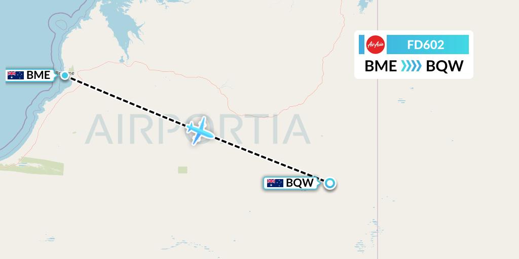 FD602 Thai AirAsia Flight Map: Broome to Australia