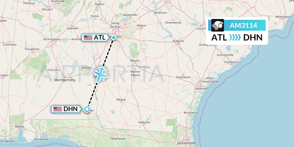 AM3114 Aeromexico Flight Map: Atlanta to Dothan