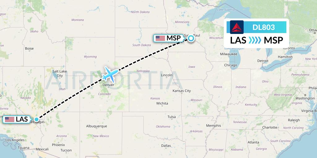 DL803 Delta Air Lines Flight Map: Las Vegas to Minneapolis