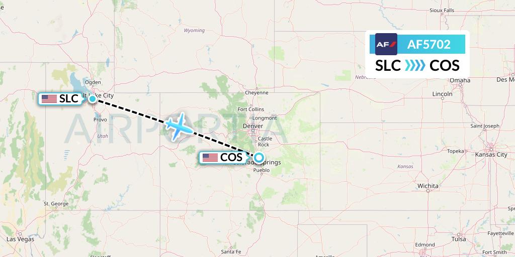 AF5702 Air France Flight Map: Salt Lake City to Colorado Springs